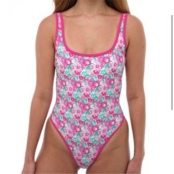 93 Play Street PIPER Raspberry Jam 80s Cut High Leg One Piece - Picture 4 of 8